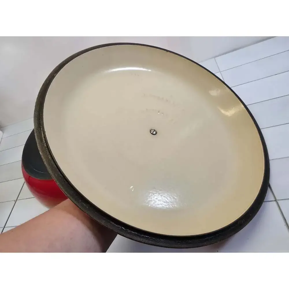 Le Creuset 30 cm Round Enameled Cast Iron Casserole Braiser W Lid Flame Orange